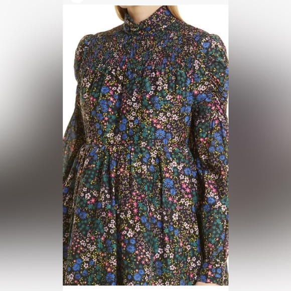 NWT Munthe Smocked High Neck Long Sleeves Mini Dress Puffy Black US 12 EU 44 - Picture 4 of 14